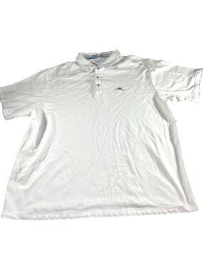 Tommy Bahama Island Zone Mens 2XLB Polo Shirt Short Sleeve Supima Cotton White